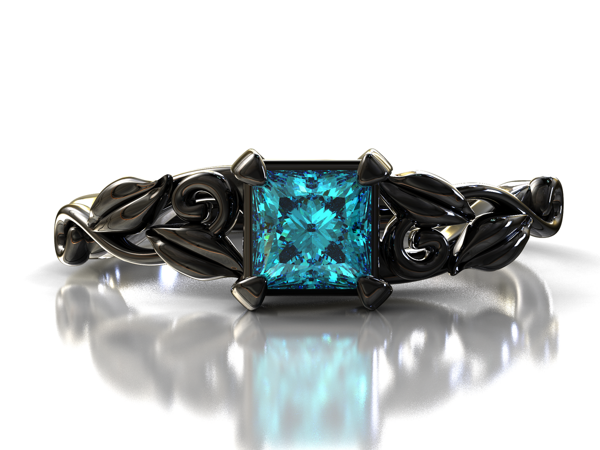 Black Gold London Blue Topaz Engagement Ring