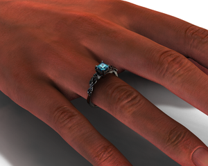 Black Gold London Blue Topaz Engagement Ring
