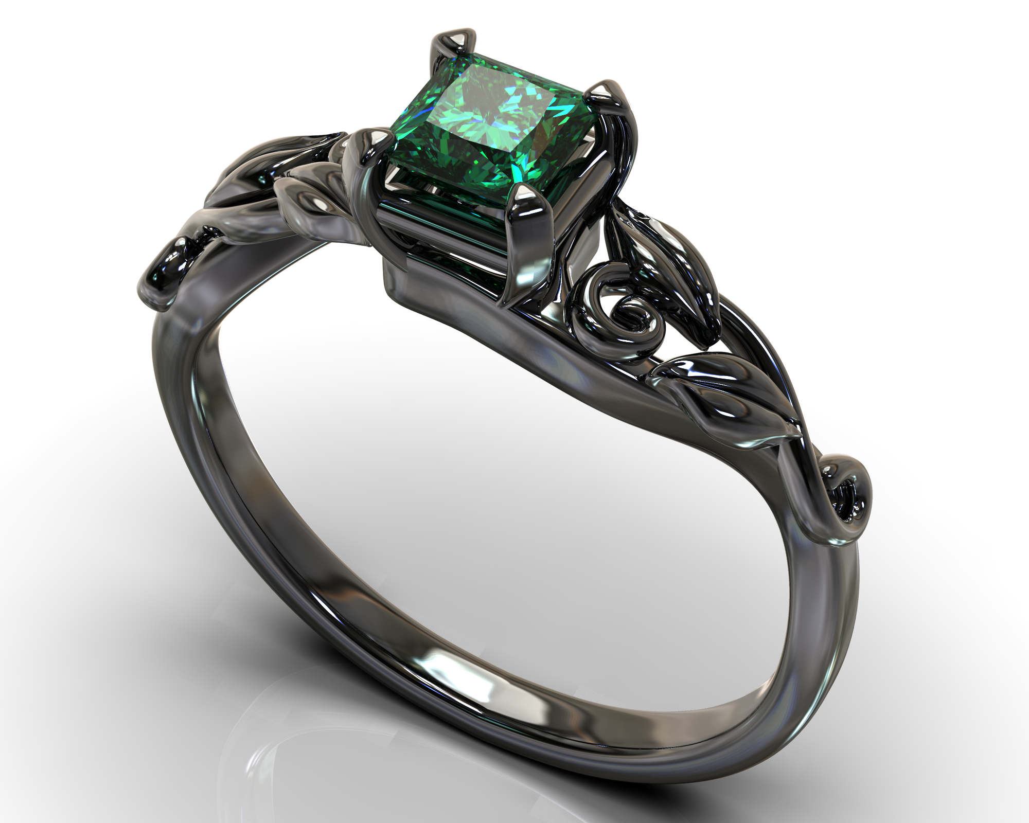 18k White Gold Oval Cut Green Natural Emerald Diamond Ring Anniversary –  Brilliant Facets