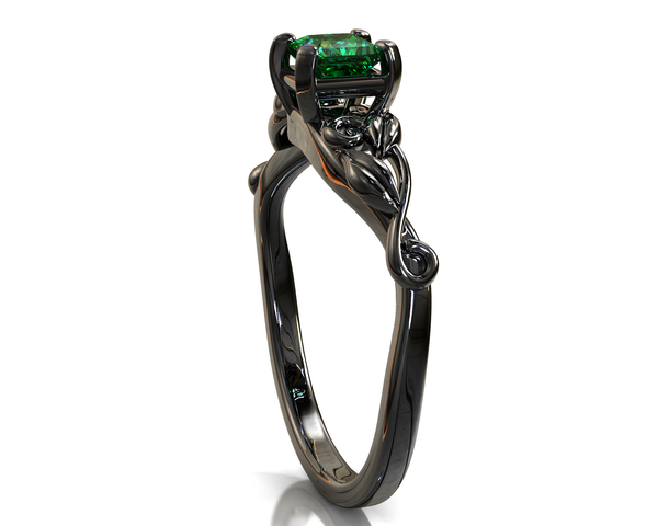 Black Gold Emerald Engagement Ring Vidar Boutique