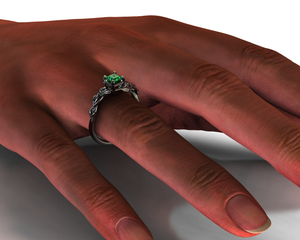 Black Gold Emerald Engagement Ring