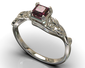 Princess Cut Ruby Engagement Ring