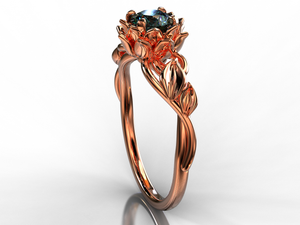 Unique Montana Sapphire Flower Engagement Ring