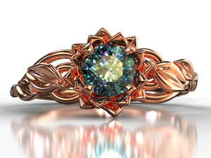 Unique Montana Sapphire Flower Engagement Ring
