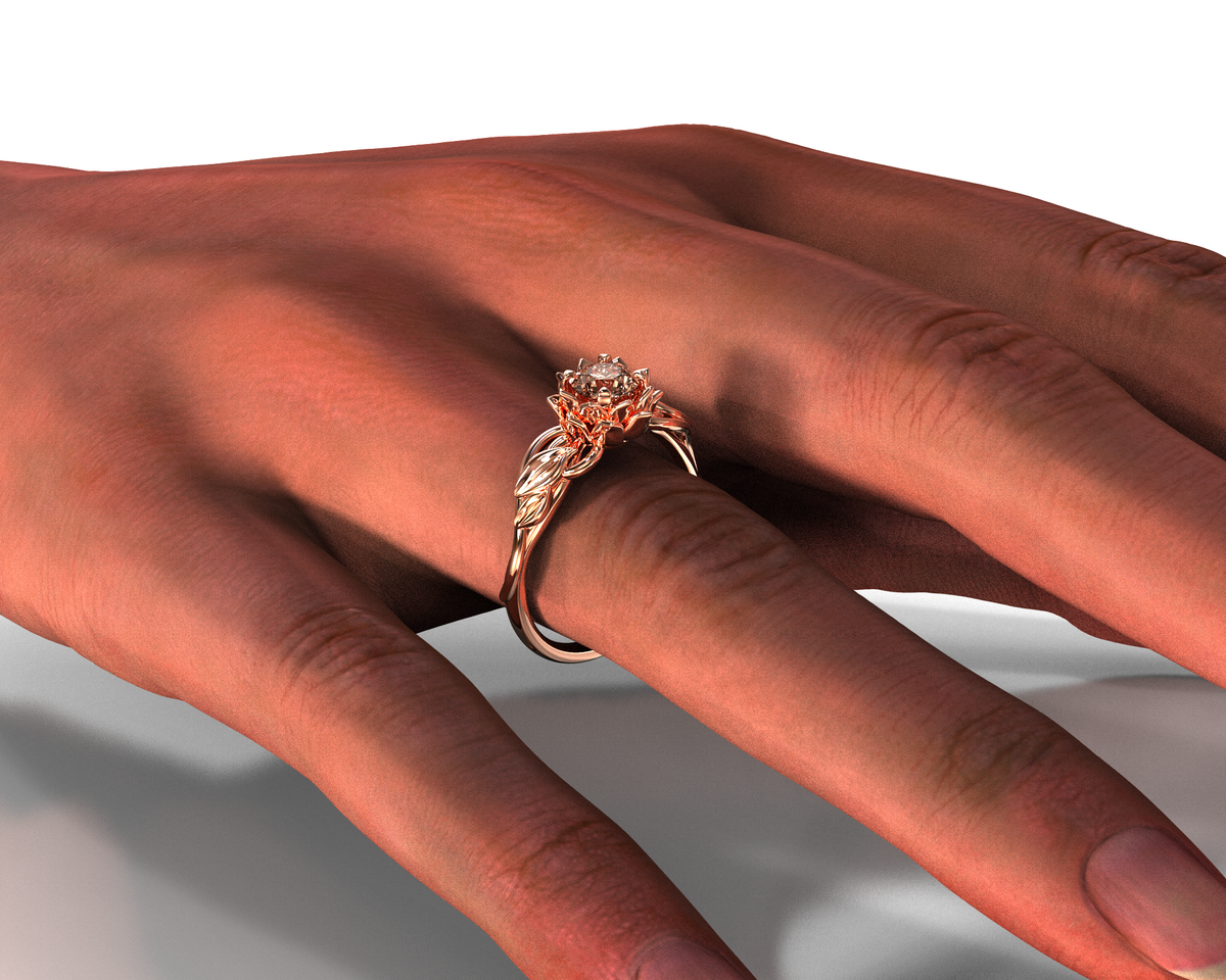 Unique Lotus Flower Engagement Ring With Morganite