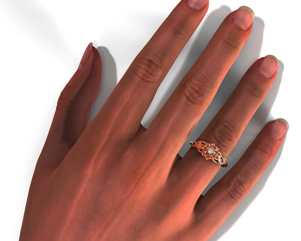 Unique Lotus Flower Engagement Ring With Morganite