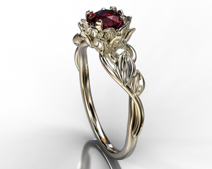 Lotus Flower Ruby Engagement Ring