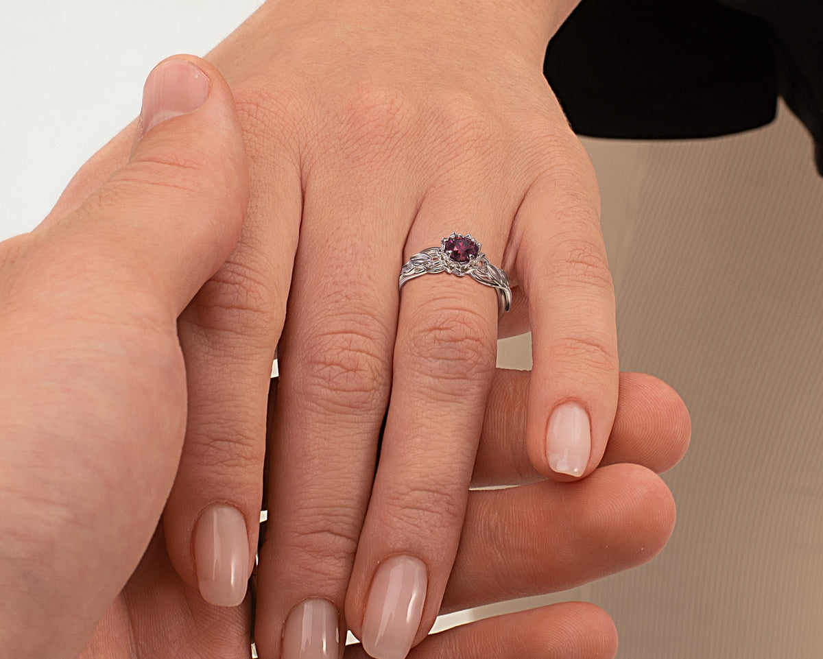 Lotus Flower Ruby Engagement Ring