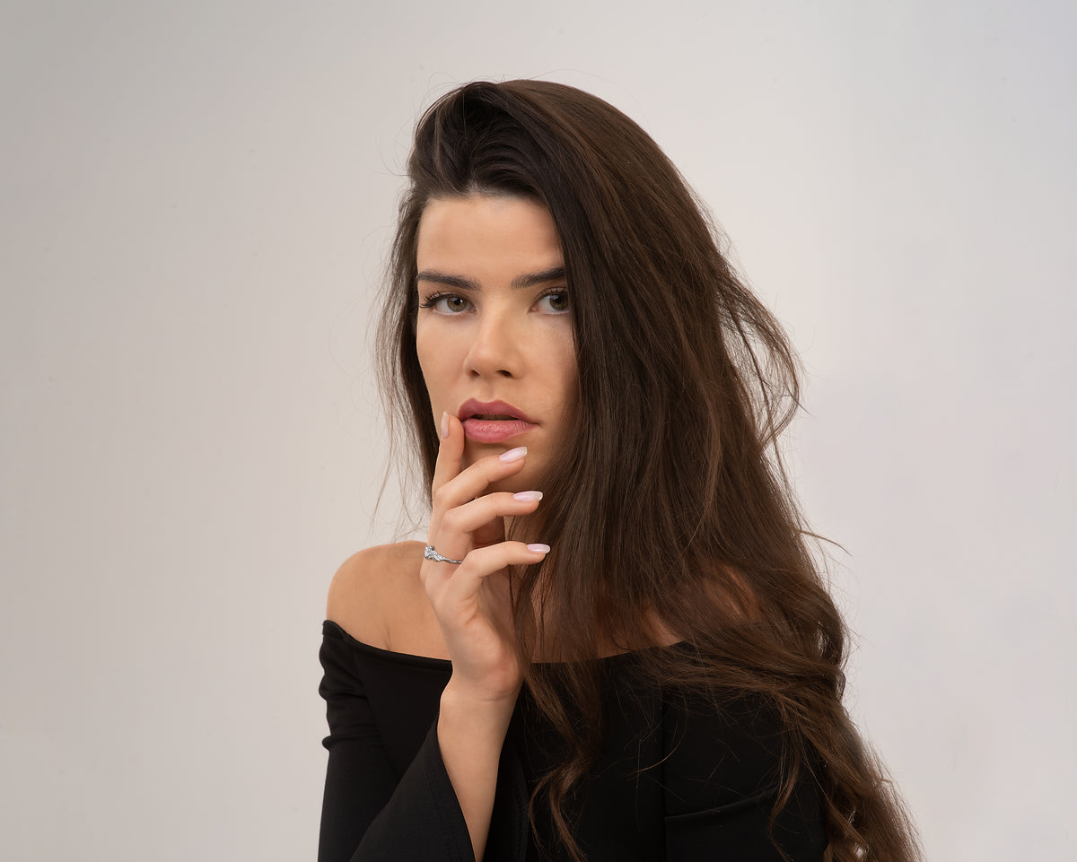 Lotus Flower Diamond Engagement Ring With Leaves