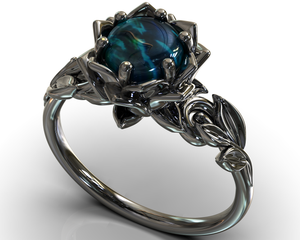 Unique Opal Flower Engagement Ring
