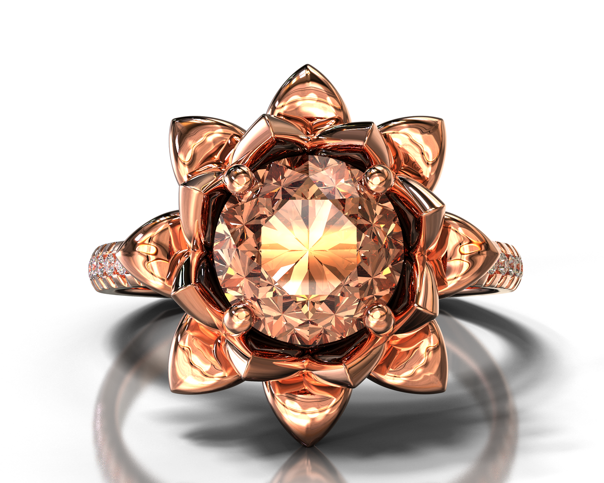 Lotus Morganite Engagement Ring