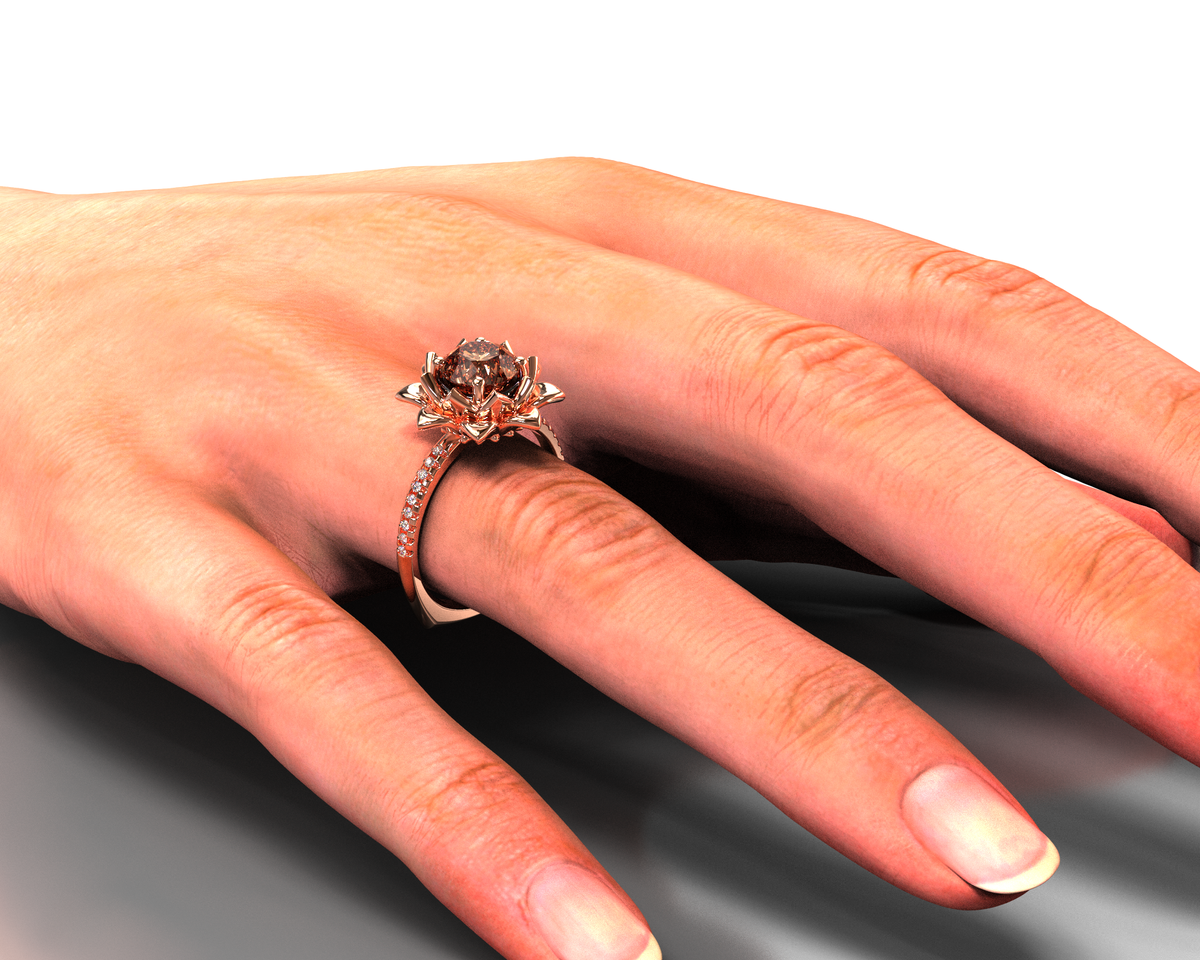 Lotus Morganite Engagement Ring