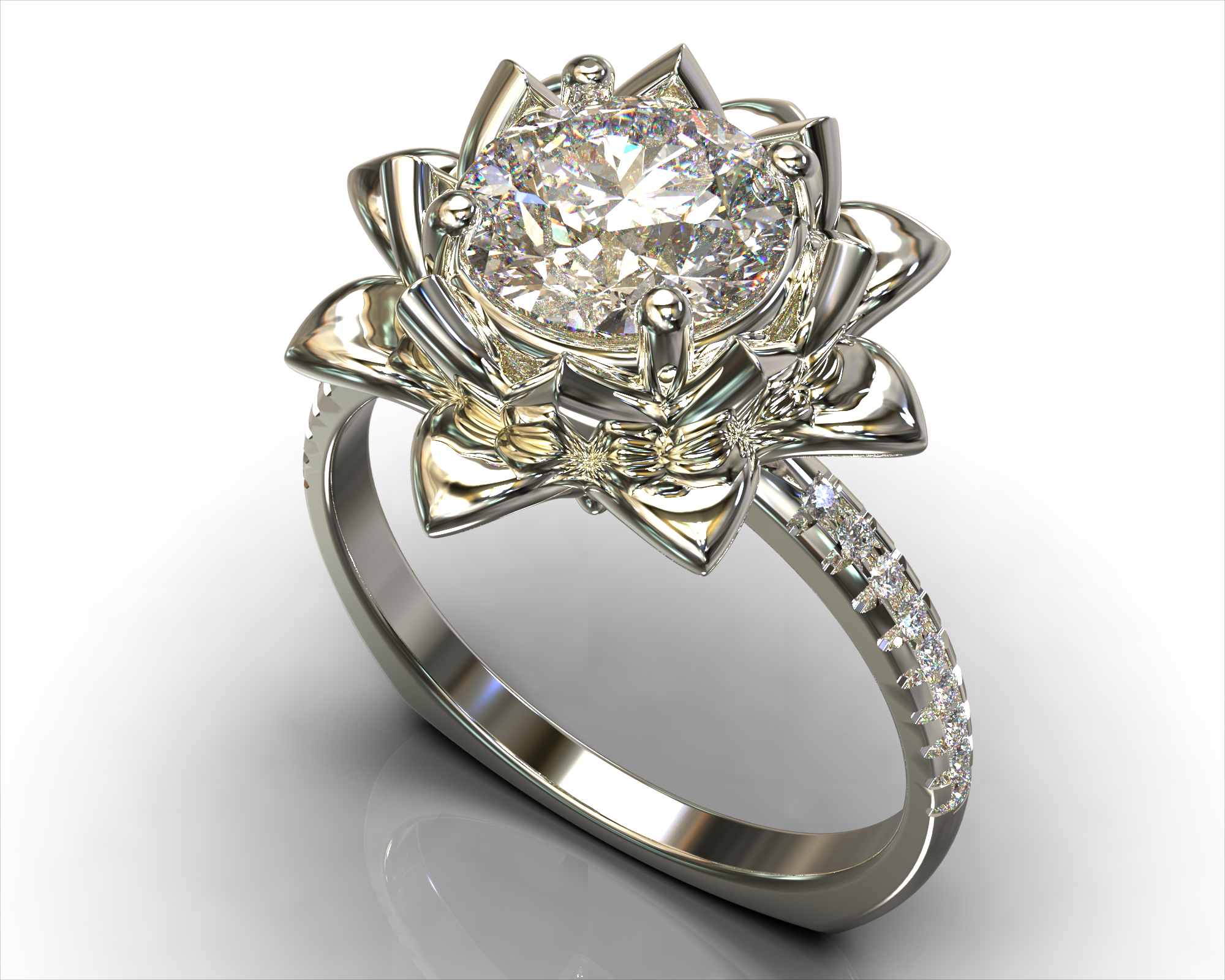 Blooming Flower Diamond Engagement Ring Vidar Boutique