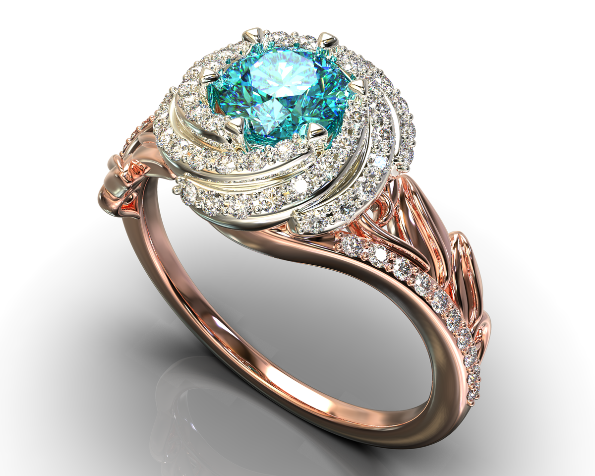 Aquamarine Floral Engagement Ring