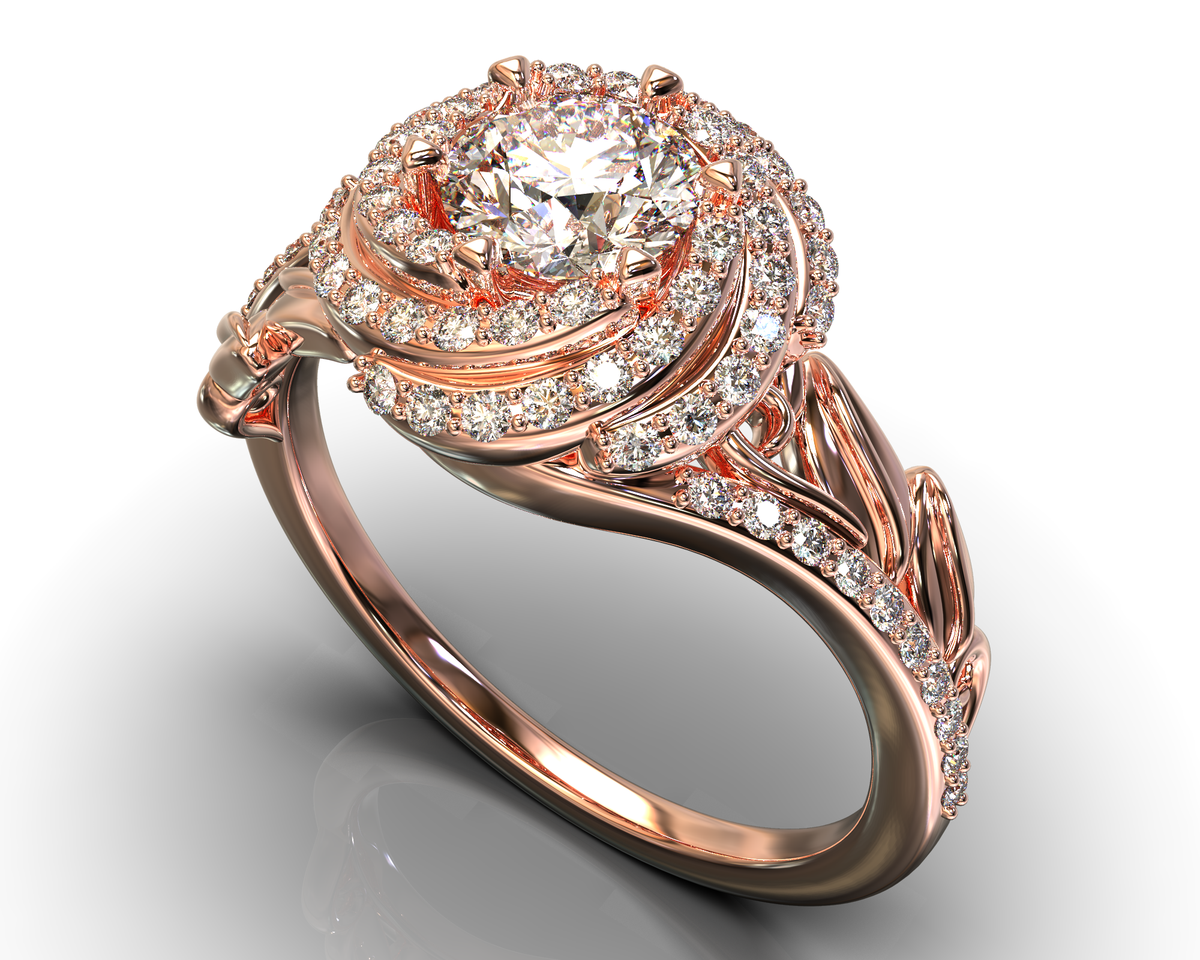 Unique Floral Diamond Engagement Ring