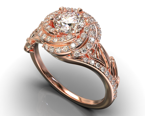 Unique Floral Diamond Engagement Ring
