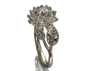 Unique Flower Lab Grown Diamond Engagement Ring