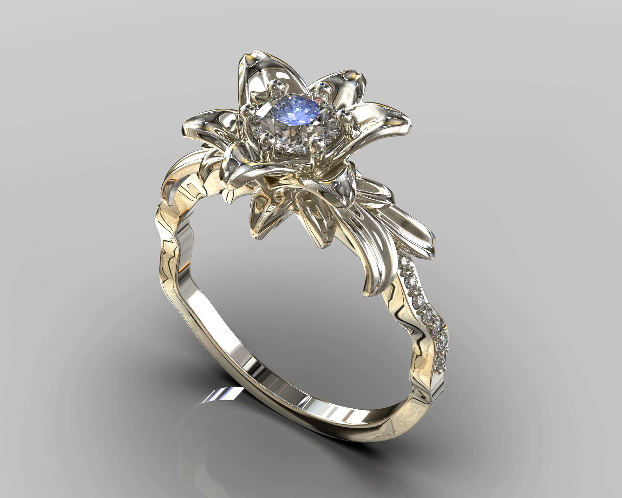 Blooming flower engagement online ring