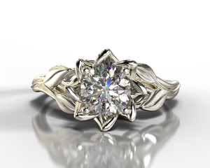 Moissanite Floral Engagement Ring