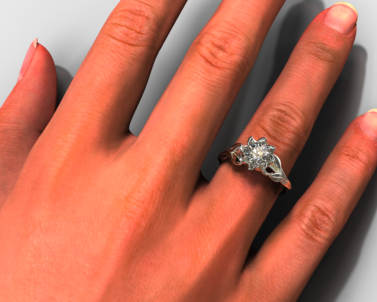 Moissanite Floral Engagement Ring