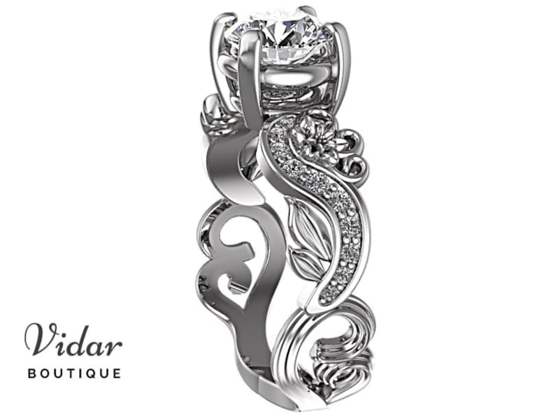 Flower Shaped Moissanite Engagement Ring