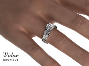Flower Shaped Moissanite Engagement Ring