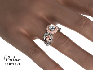 Unique Diamond Flower Style Engagement Ring