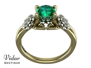 Nature Inspired Emerald Engagement Ring
