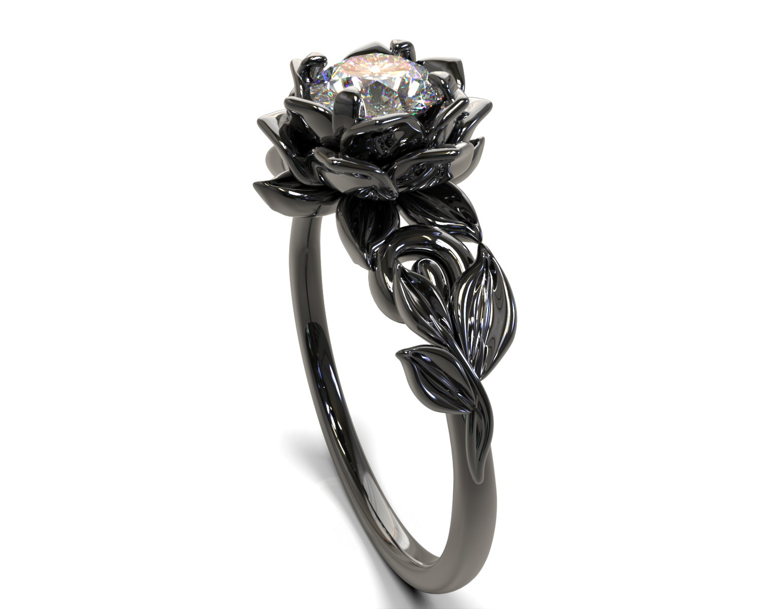 Gothic Diamond Flower Engagement Ring │Vidar Boutique