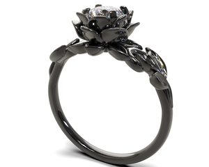 Gothic Diamond Flower Engagement Ring