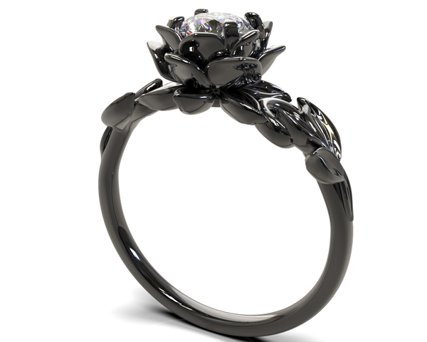 Gothic Diamond Flower Engagement Ring │Vidar Boutique