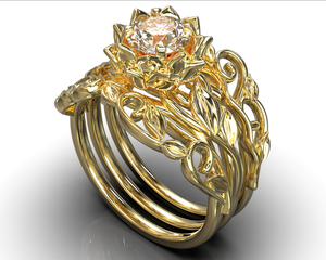 Lab Grown Diamond Flower Wedding Ring Set
