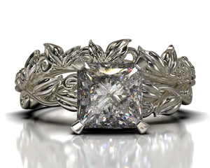 Unique Floral Diamond Wedding Ring Set