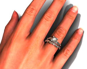 Unique Floral Diamond Wedding Ring Set