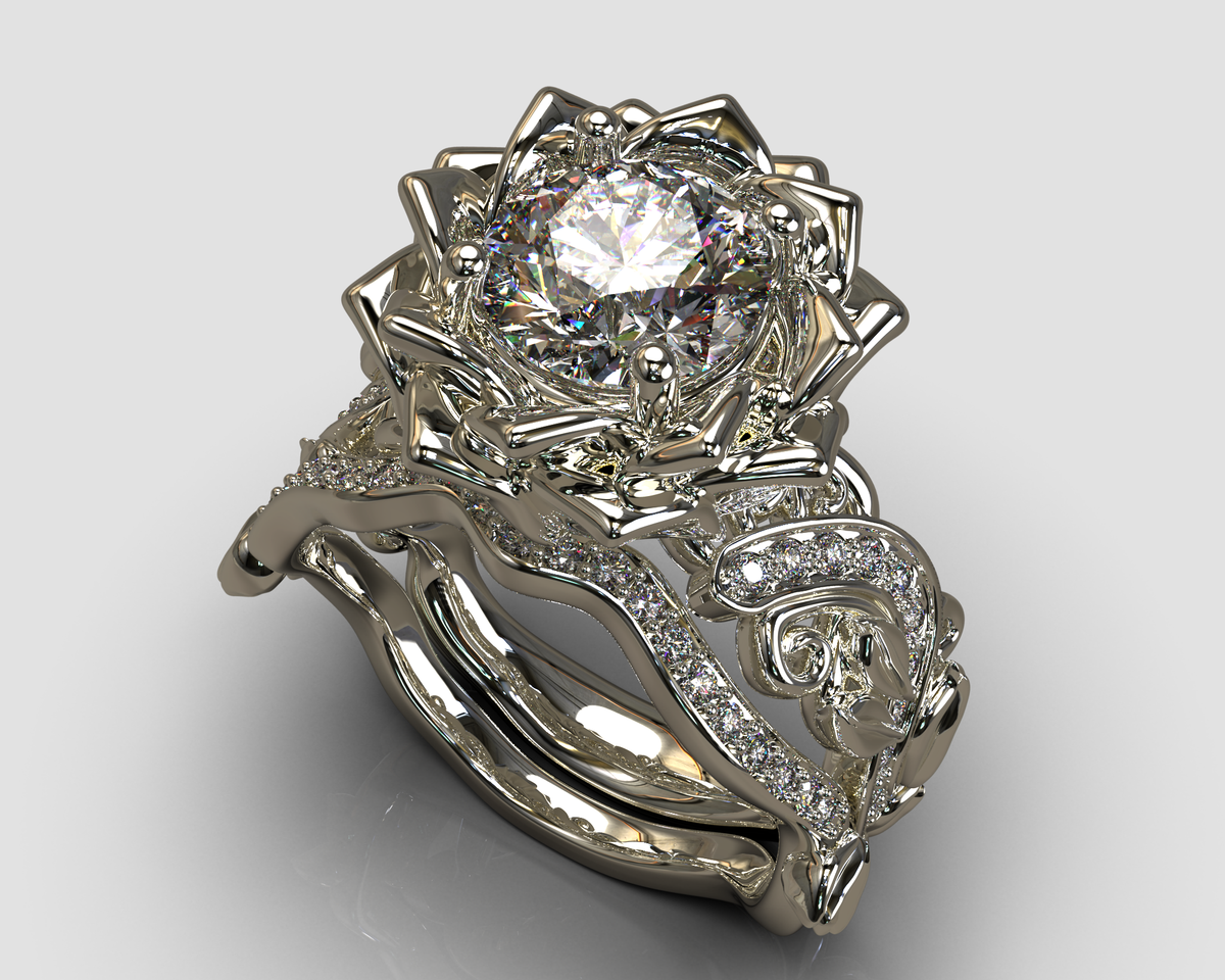 Exclusive Flower Diamond Wedding Ring Set