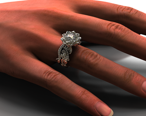 Exclusive Flower Diamond Wedding Ring Set