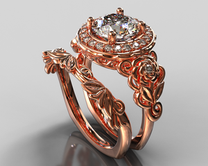 Unique Flower Diamond Bridal Ring Set